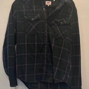 Levi's Men's Dark Plaid Button Down Shirt